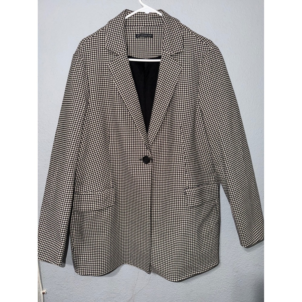 Adrianna Papell Houndstooth Longline Blazer XL Women Black White Tailored Preppy